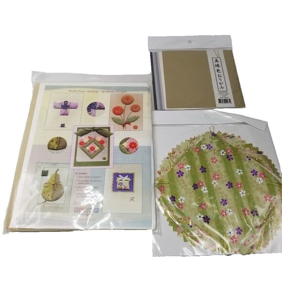 Hanko Designs Pearl Metallic Paper Quilting Green Washi Japanese Yuzen Lot 3 - Picture 1 of 8